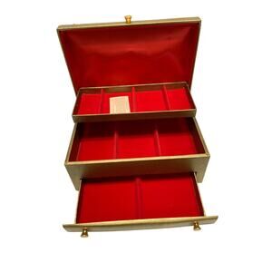 Vintage Lady Buxton 3-Tier Gold Jewelry Box NWI (Dent top left front edge)